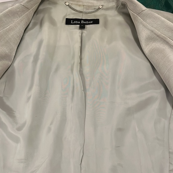 EUC Lida Baday silver blazer style single button silk and wool blend jac… - Picture 9 of 12